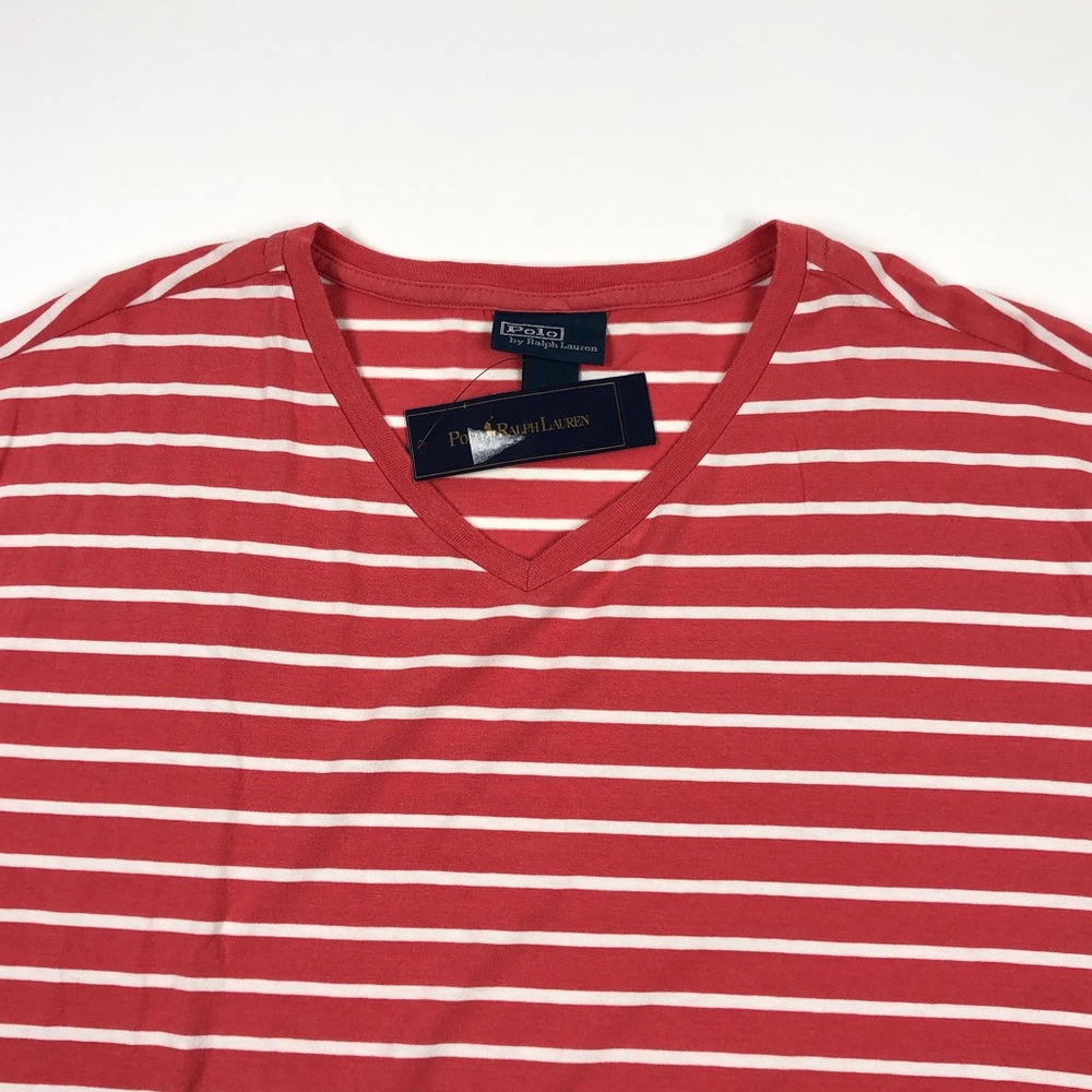 Polo Ralph Lauren V-Neck Striped Red T-Shirt 2XLT - Picture 2 of 8
